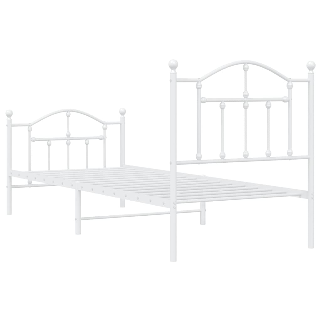 Bedframe Met Hoofd- En Voeteneinde Metaal 90 x 190 cm Wit met hoofdbord & voetbord