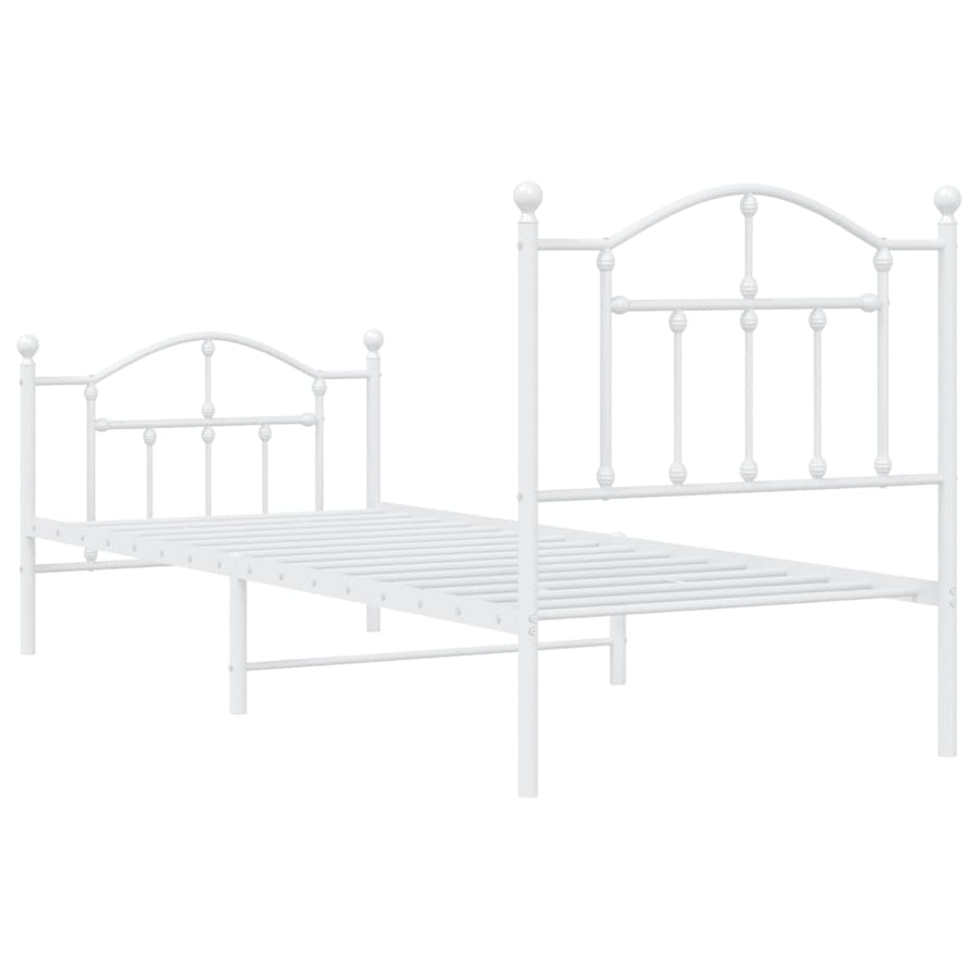 Bedframe Met Hoofd- En Voeteneinde Metaal 90 x 190 cm Wit met hoofdbord & voetbord