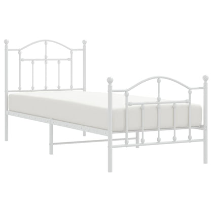 Bedframe Met Hoofd- En Voeteneinde Metaal 90 x 200 cm Wit met hoofdbord & voetbord