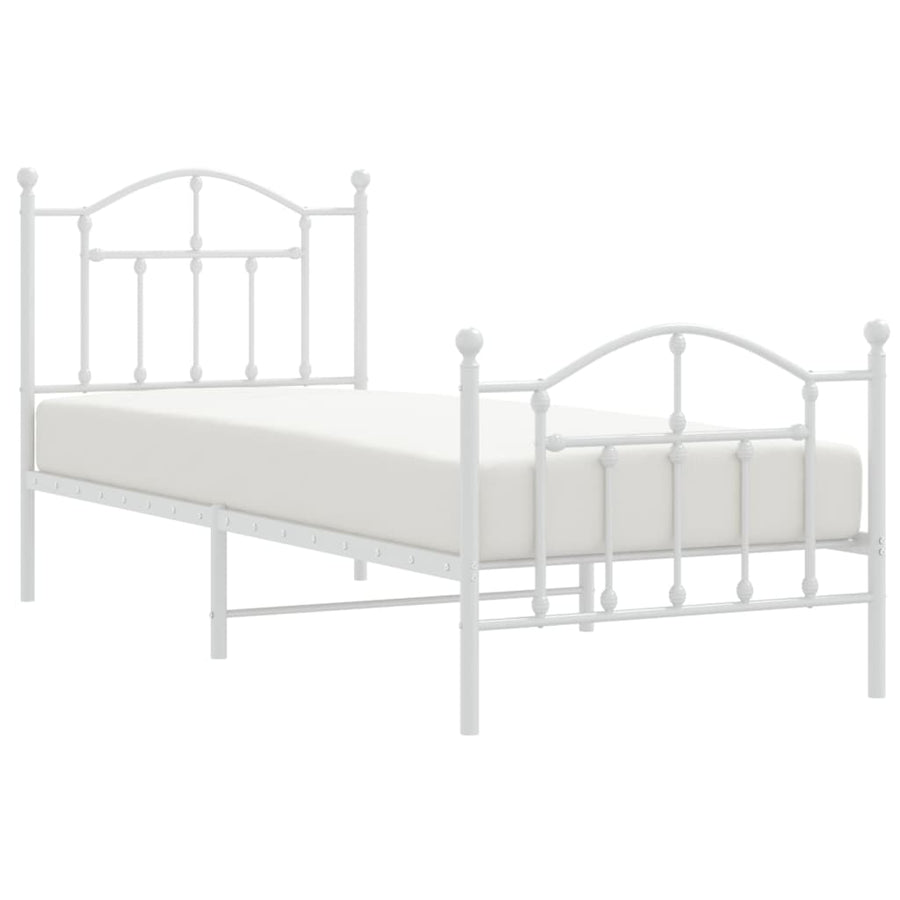 Bedframe Met Hoofd- En Voeteneinde Metaal 90 x 200 cm Wit met hoofdbord & voetbord
