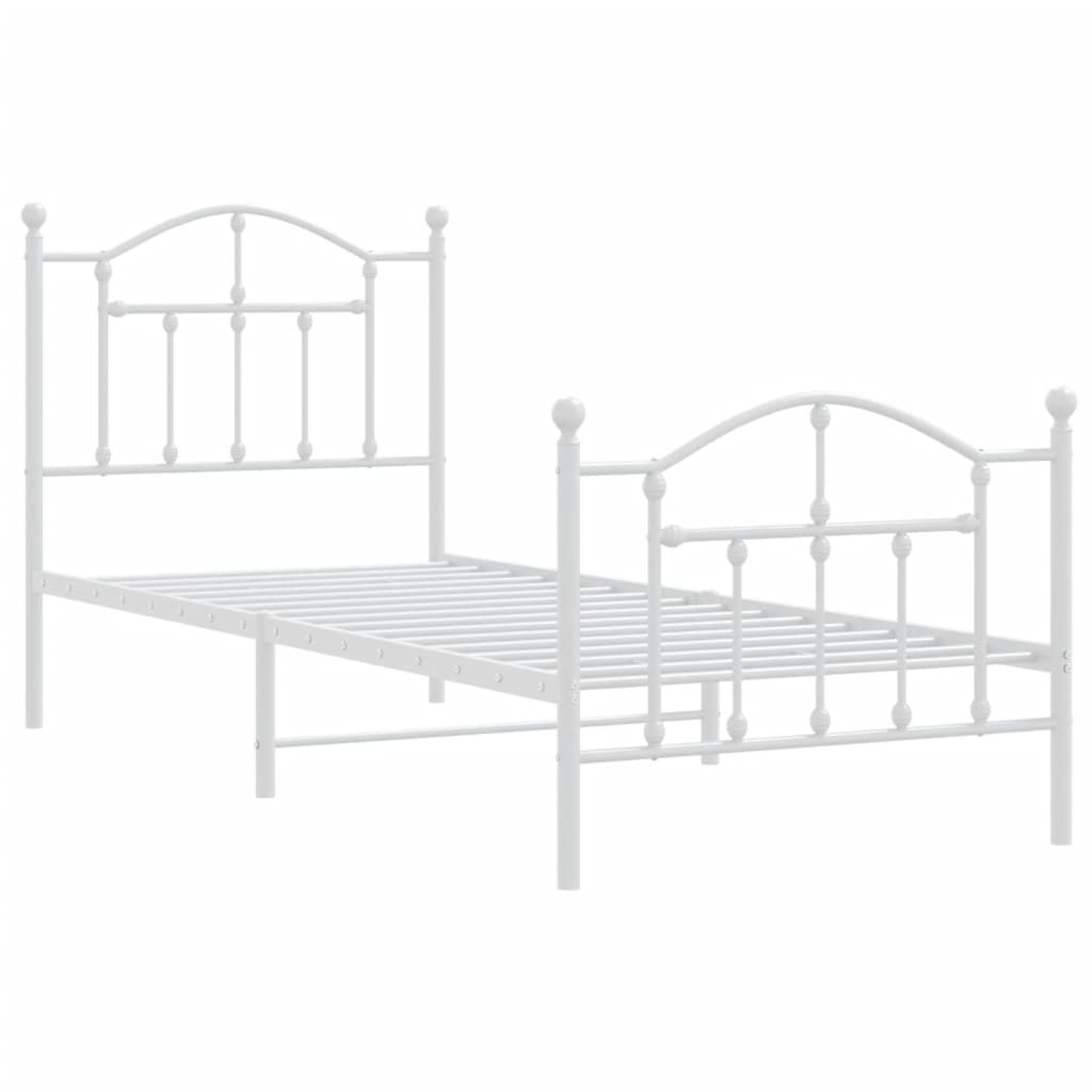 Bedframe Met Hoofd- En Voeteneinde Metaal 90 x 200 cm Wit met hoofdbord & voetbord