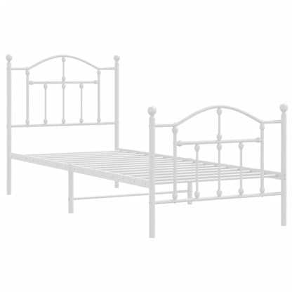 Bedframe Met Hoofd- En Voeteneinde Metaal 90 x 200 cm Wit met hoofdbord & voetbord