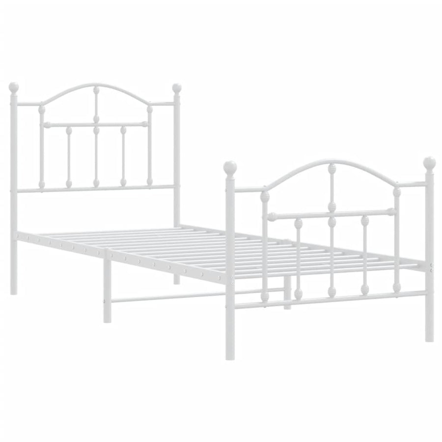 Bedframe Met Hoofd- En Voeteneinde Metaal 90 x 200 cm Wit met hoofdbord & voetbord