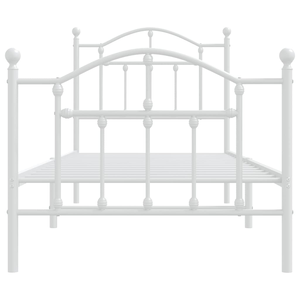 Bedframe Met Hoofd- En Voeteneinde Metaal 90 x 200 cm Wit met hoofdbord & voetbord
