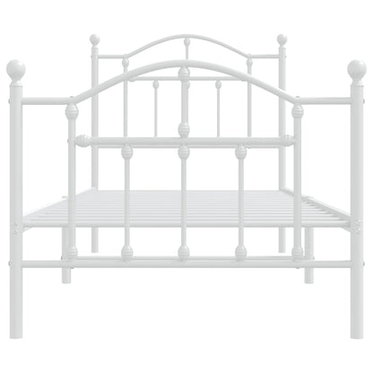 Bedframe Met Hoofd- En Voeteneinde Metaal 90 x 200 cm Wit met hoofdbord & voetbord