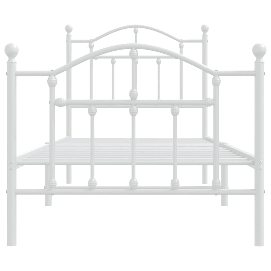 Bedframe Met Hoofd- En Voeteneinde Metaal 90 x 200 cm Wit met hoofdbord & voetbord