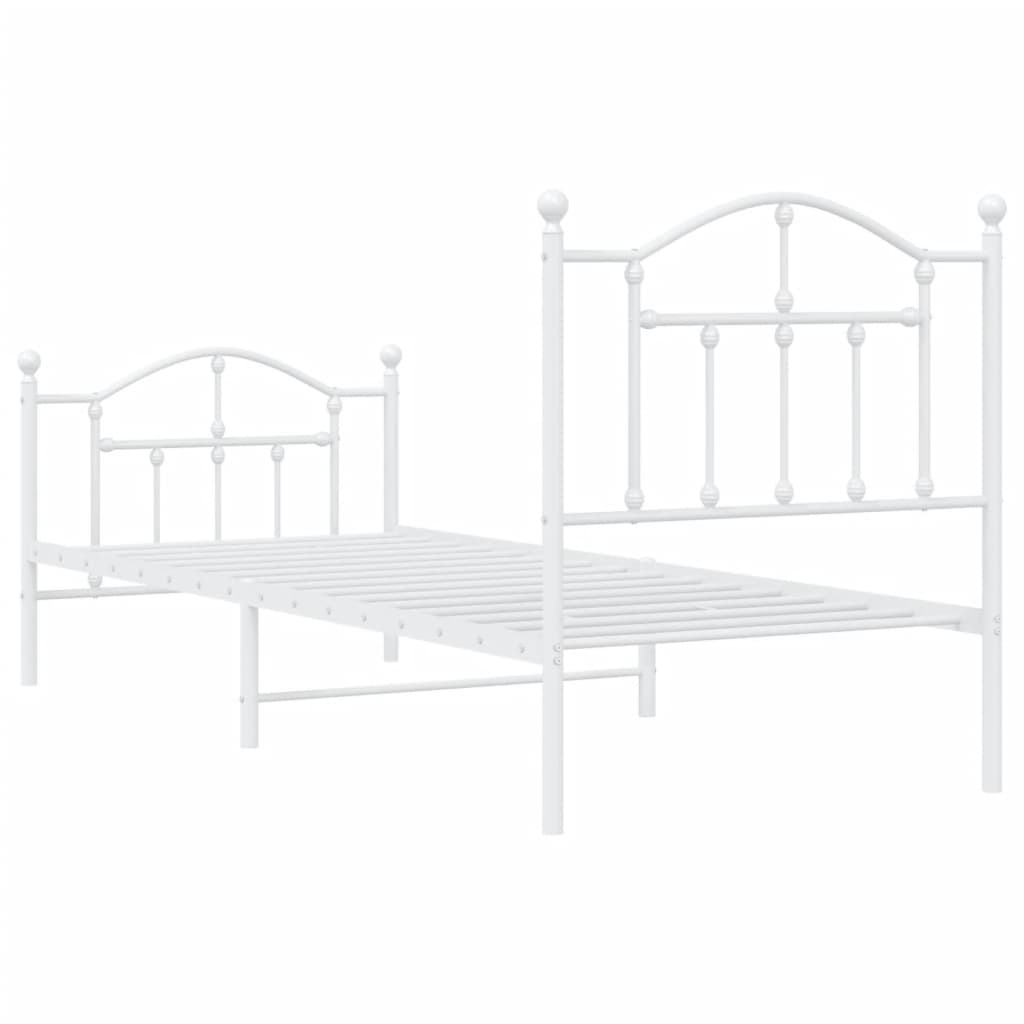 Bedframe Met Hoofd- En Voeteneinde Metaal 90 x 200 cm Wit met hoofdbord & voetbord