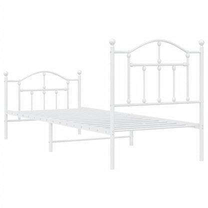 Bedframe Met Hoofd- En Voeteneinde Metaal 90 x 200 cm Wit met hoofdbord & voetbord