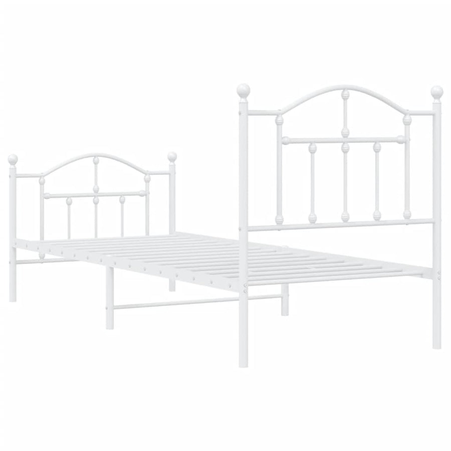 Bedframe Met Hoofd- En Voeteneinde Metaal 90 x 200 cm Wit met hoofdbord & voetbord