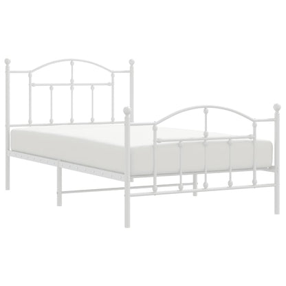 Bedframe Met Hoofd- En Voeteneinde Metaal 100 x 190 cm Wit met hoofdbord & voetbord