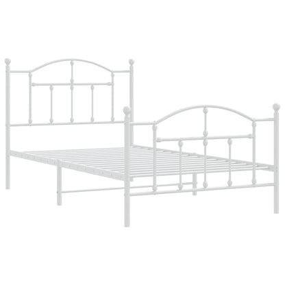Bedframe Met Hoofd- En Voeteneinde Metaal 100 x 190 cm Wit met hoofdbord & voetbord