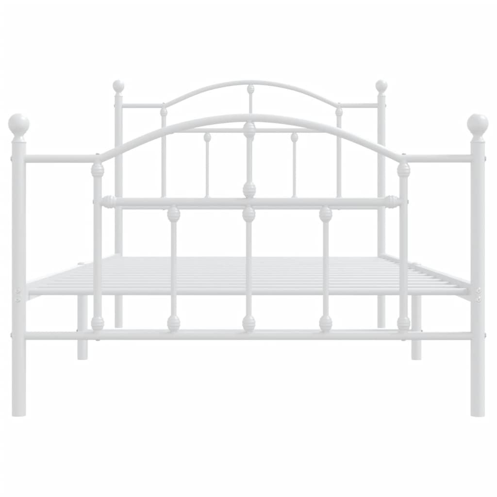 Bedframe Met Hoofd- En Voeteneinde Metaal 100 x 190 cm Wit met hoofdbord & voetbord