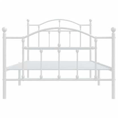 Bedframe Met Hoofd- En Voeteneinde Metaal 100 x 190 cm Wit met hoofdbord & voetbord