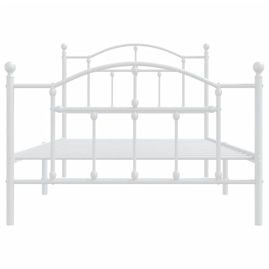Bedframe Met Hoofd- En Voeteneinde Metaal 100 x 190 cm Wit met hoofdbord & voetbord