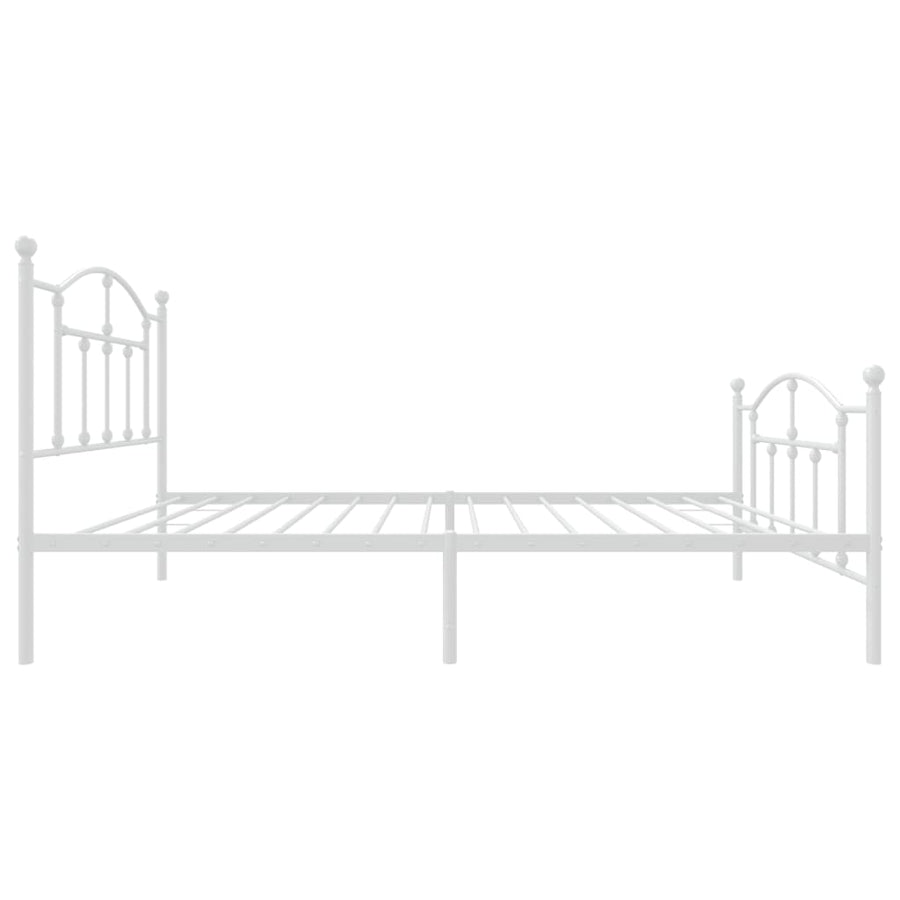 Bedframe Met Hoofd- En Voeteneinde Metaal 100 x 190 cm Wit met hoofdbord & voetbord
