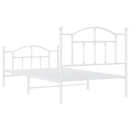 Bedframe Met Hoofd- En Voeteneinde Metaal 100 x 190 cm Wit met hoofdbord & voetbord