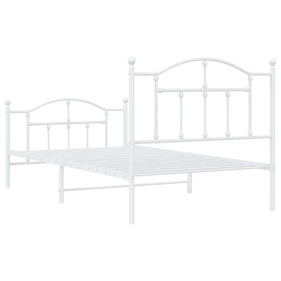 Bedframe Met Hoofd- En Voeteneinde Metaal 100 x 190 cm Wit met hoofdbord & voetbord
