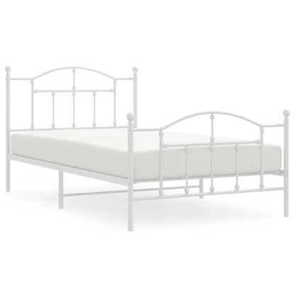 Bedframe Met Hoofd- En Voeteneinde Metaal 100 x 200 cm Wit met hoofdbord & voetbord