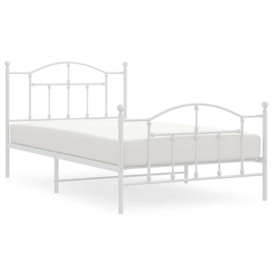 Bedframe Met Hoofd- En Voeteneinde Metaal 100 x 200 cm Wit met hoofdbord & voetbord