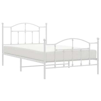 Bedframe Met Hoofd- En Voeteneinde Metaal 100 x 200 cm Wit met hoofdbord & voetbord