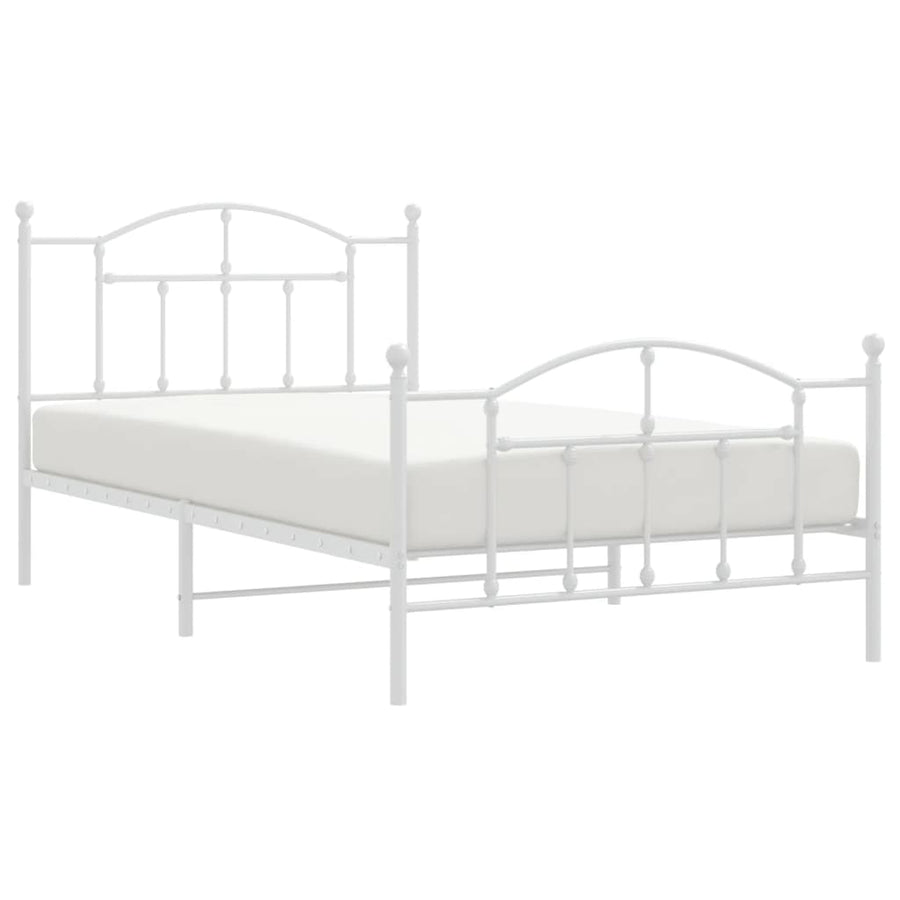Bedframe Met Hoofd- En Voeteneinde Metaal 100 x 200 cm Wit met hoofdbord & voetbord