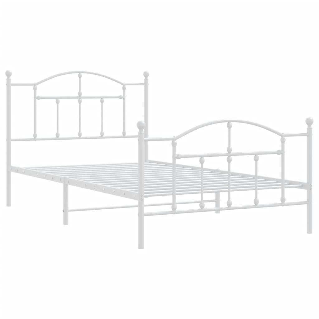 Bedframe Met Hoofd- En Voeteneinde Metaal 100 x 200 cm Wit met hoofdbord & voetbord