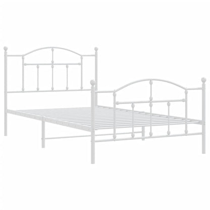 Bedframe Met Hoofd- En Voeteneinde Metaal 100 x 200 cm Wit met hoofdbord & voetbord