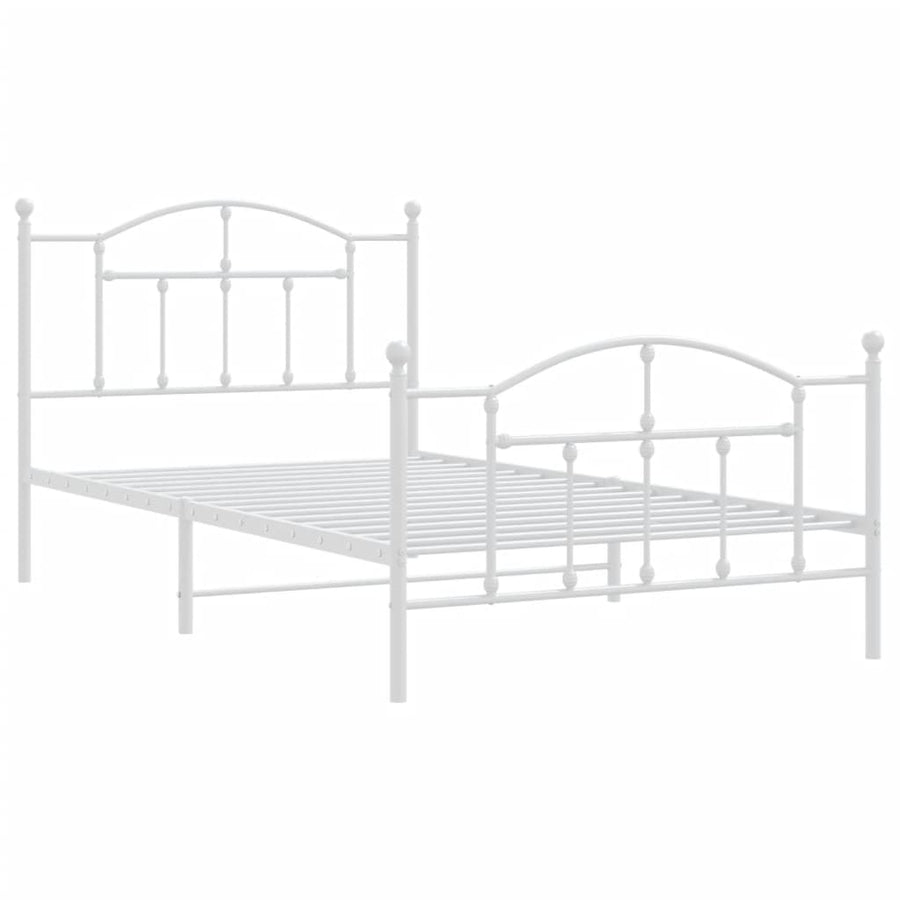 Bedframe Met Hoofd- En Voeteneinde Metaal 100 x 200 cm Wit met hoofdbord & voetbord