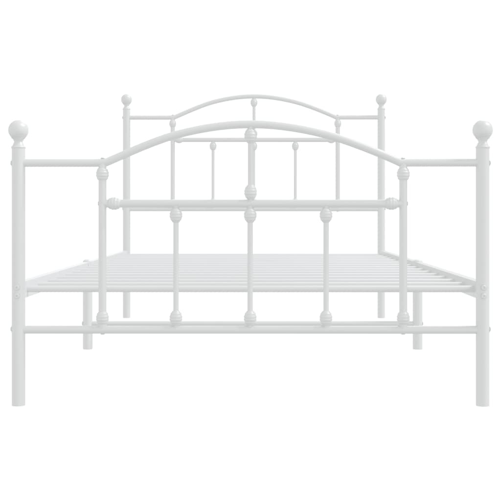 Bedframe Met Hoofd- En Voeteneinde Metaal 100 x 200 cm Wit met hoofdbord & voetbord