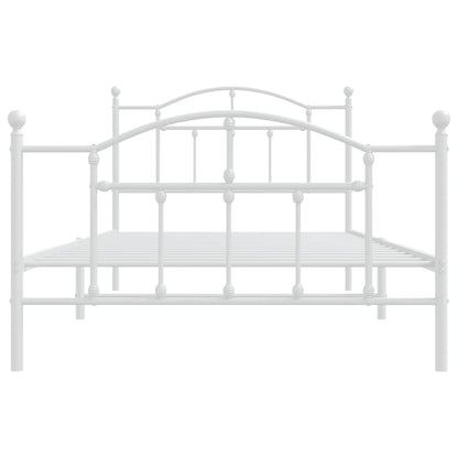 Bedframe Met Hoofd- En Voeteneinde Metaal 100 x 200 cm Wit met hoofdbord & voetbord