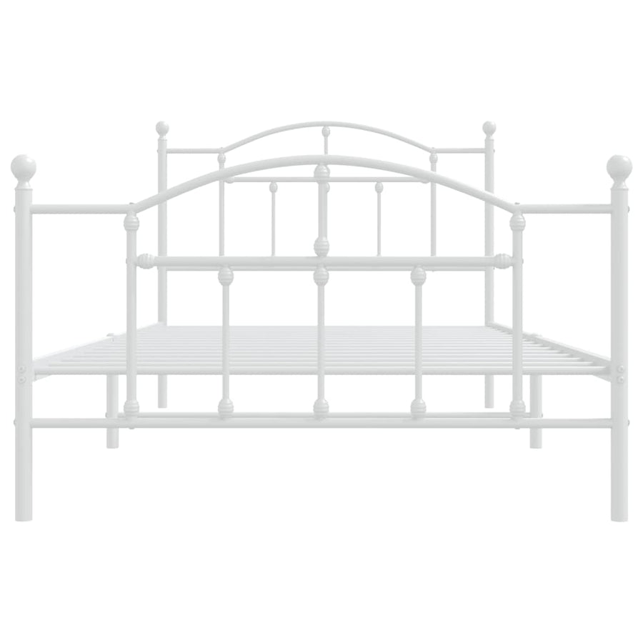 Bedframe Met Hoofd- En Voeteneinde Metaal 100 x 200 cm Wit met hoofdbord & voetbord