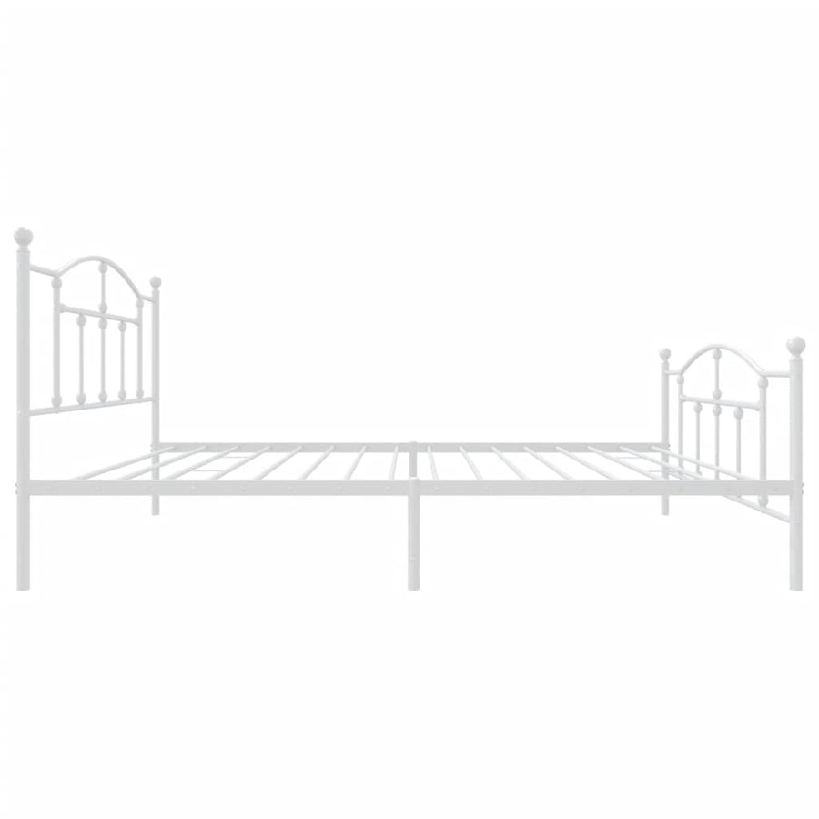 Bedframe Met Hoofd- En Voeteneinde Metaal 100 x 200 cm Wit met hoofdbord & voetbord