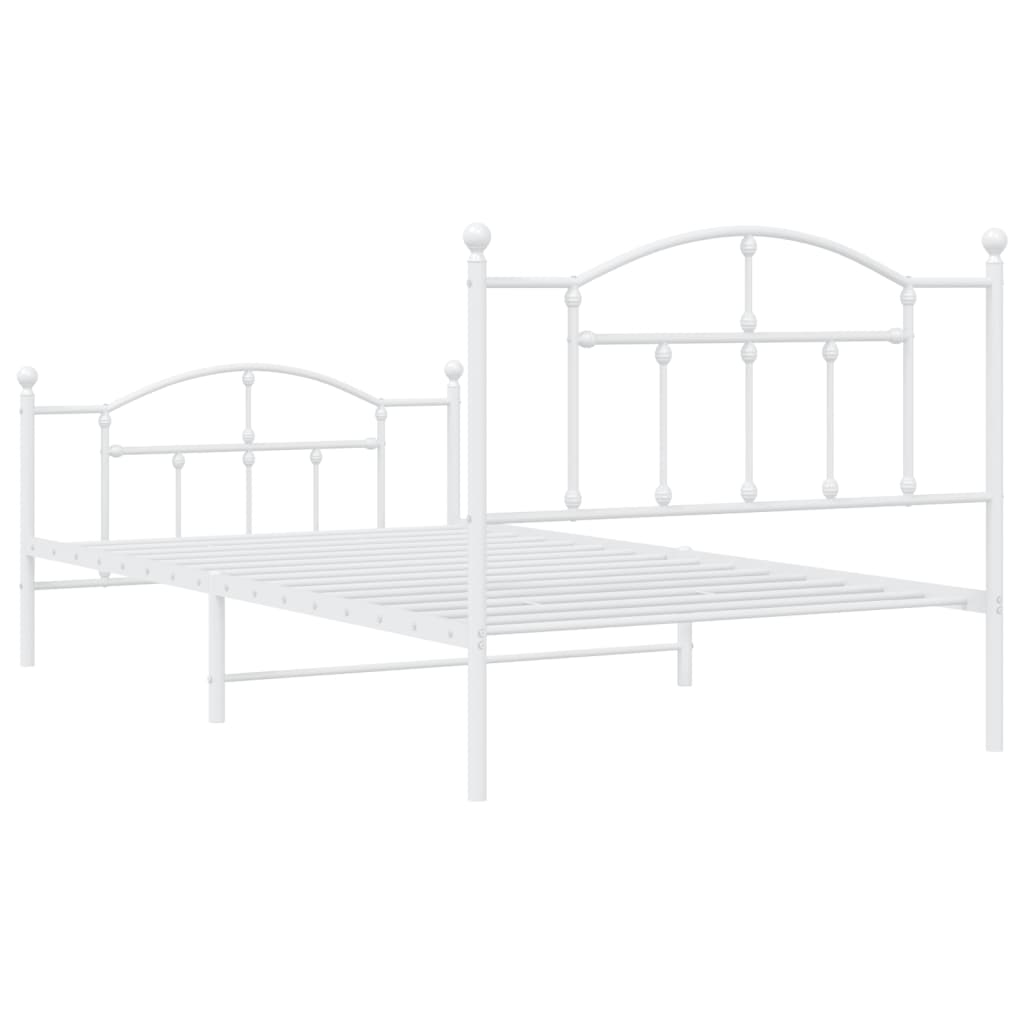 Bedframe Met Hoofd- En Voeteneinde Metaal 100 x 200 cm Wit met hoofdbord & voetbord