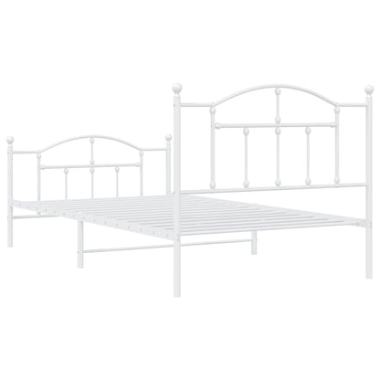Bedframe Met Hoofd- En Voeteneinde Metaal 100 x 200 cm Wit met hoofdbord & voetbord