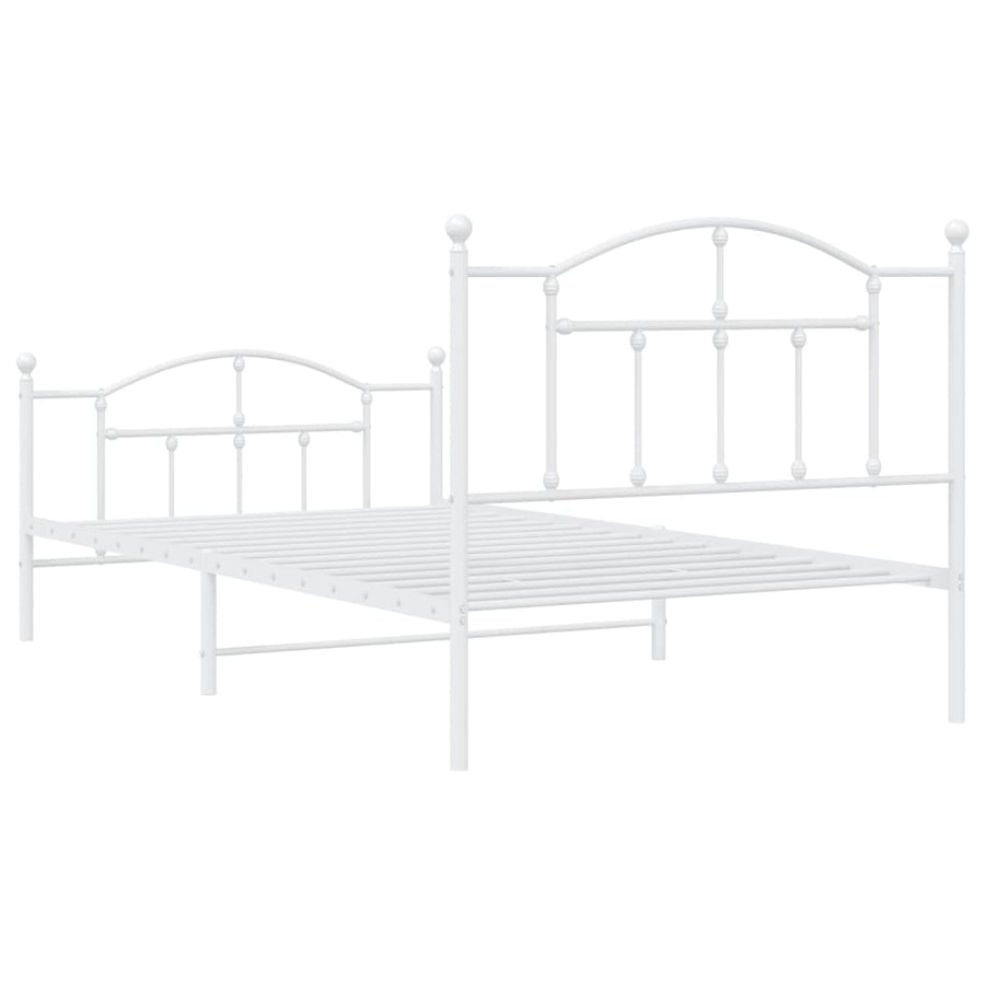 Bedframe Met Hoofd- En Voeteneinde Metaal 100 x 200 cm Wit met hoofdbord & voetbord