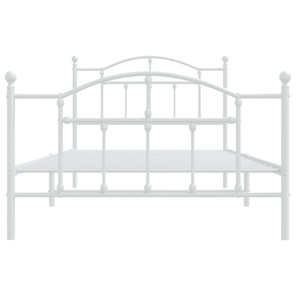 Bedframe Met Hoofd- En Voeteneinde Metaal 107 x 203 cm Wit met hoofdbord & voetbord