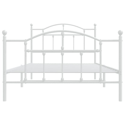 Bedframe Met Hoofd- En Voeteneinde Metaal 107 x 203 cm Wit met hoofdbord & voetbord