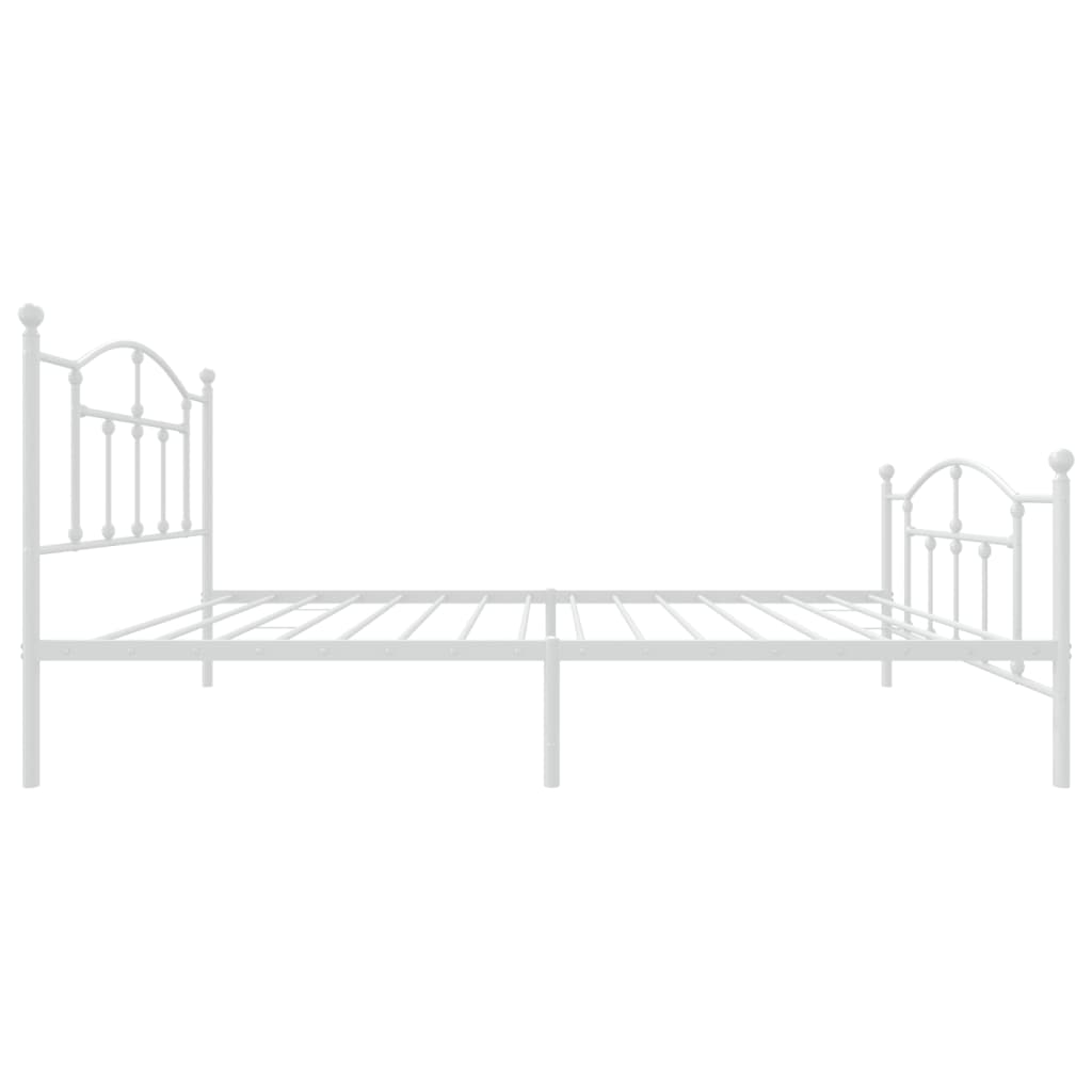 Bedframe Met Hoofd- En Voeteneinde Metaal 107 x 203 cm Wit met hoofdbord & voetbord