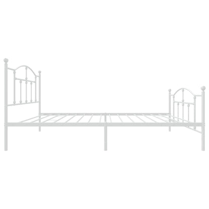 Bedframe Met Hoofd- En Voeteneinde Metaal 107 x 203 cm Wit met hoofdbord & voetbord