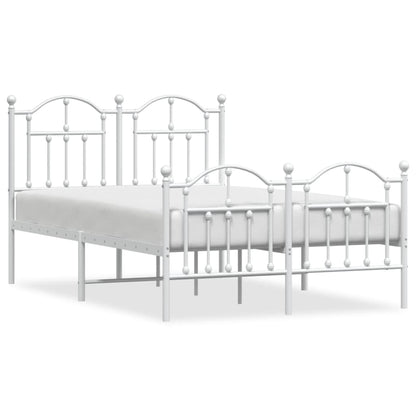 Bedframe Met Hoofd- En Voeteneinde Metaal 120 X 190 Cm Wit met hoofdbord & voetbord