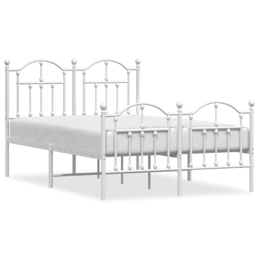 Bedframe Met Hoofd- En Voeteneinde Metaal 120 X 190 Cm Wit met hoofdbord & voetbord