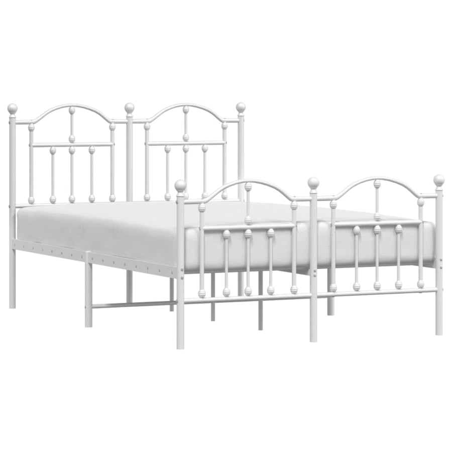 Bedframe Met Hoofd- En Voeteneinde Metaal 120 X 190 Cm Wit met hoofdbord & voetbord