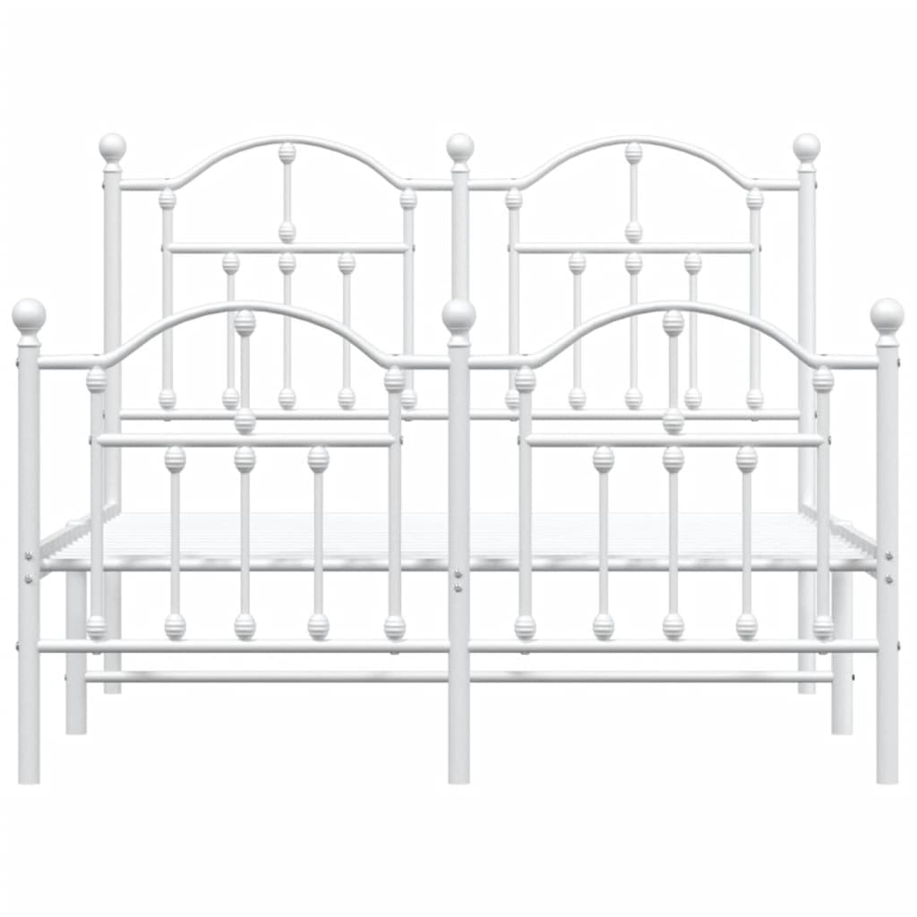 Bedframe Met Hoofd- En Voeteneinde Metaal 120 X 190 Cm Wit met hoofdbord & voetbord