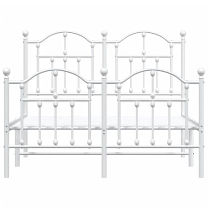 Bedframe Met Hoofd- En Voeteneinde Metaal 120 X 190 Cm Wit met hoofdbord & voetbord