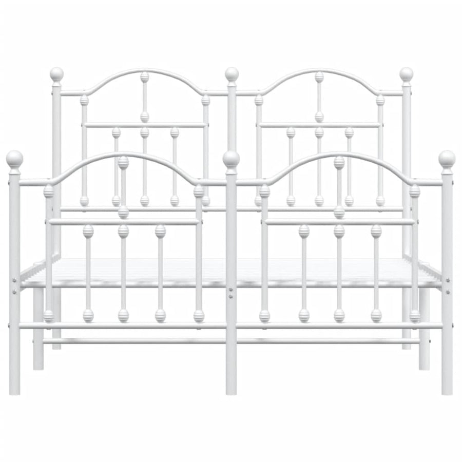 Bedframe Met Hoofd- En Voeteneinde Metaal 120 X 190 Cm Wit met hoofdbord & voetbord