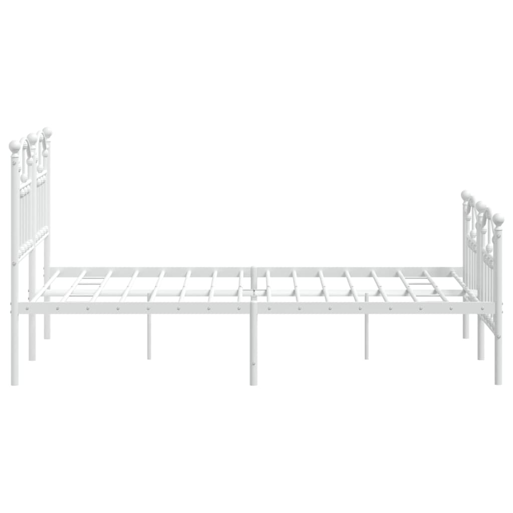 Bedframe Met Hoofd- En Voeteneinde Metaal 120 X 190 Cm Wit met hoofdbord & voetbord
