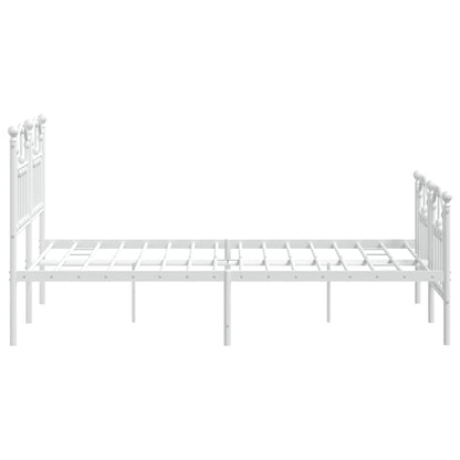 Bedframe Met Hoofd- En Voeteneinde Metaal 120 X 190 Cm Wit met hoofdbord & voetbord