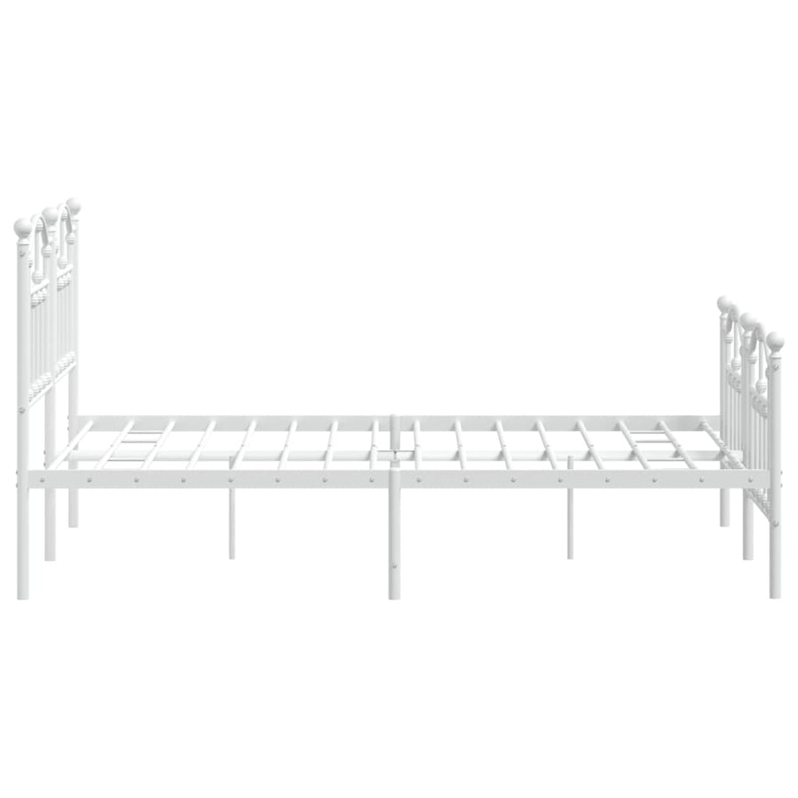 Bedframe Met Hoofd- En Voeteneinde Metaal 120 X 190 Cm Wit met hoofdbord & voetbord