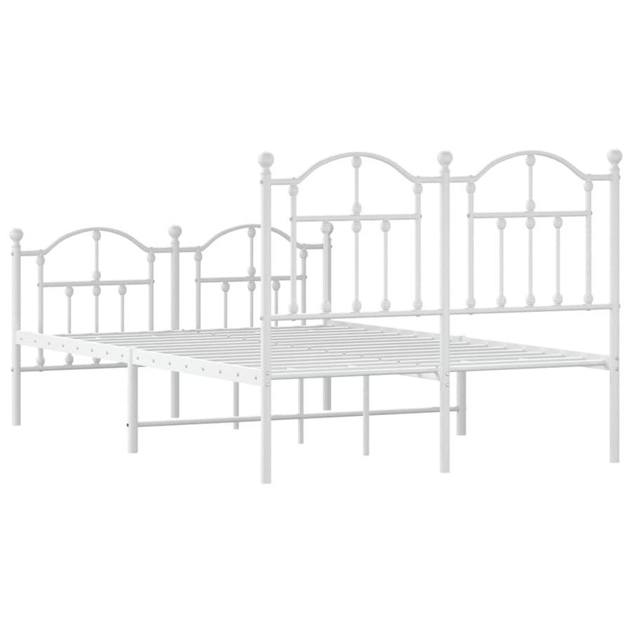 Bedframe Met Hoofd- En Voeteneinde Metaal 120 X 190 Cm Wit met hoofdbord & voetbord