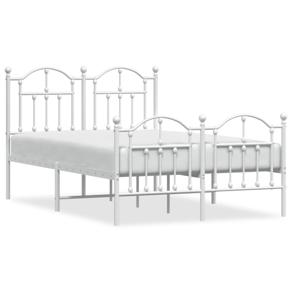 Bedframe Met Hoofd- En Voeteneinde Metaal 120 x 200 cm Wit met hoofdbord & voetbord